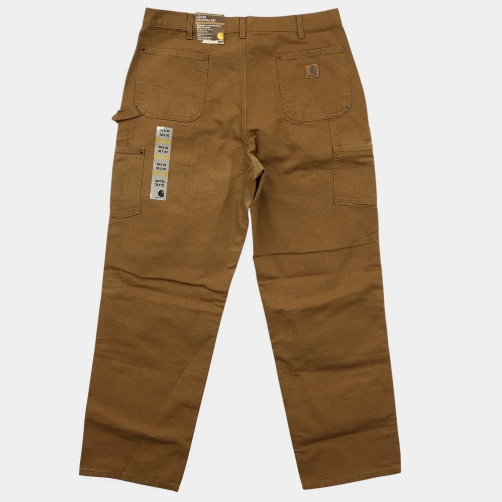 NEW! Carhartt Loose Original Fit Duck Double Front Work Dungaree Brown 38x32